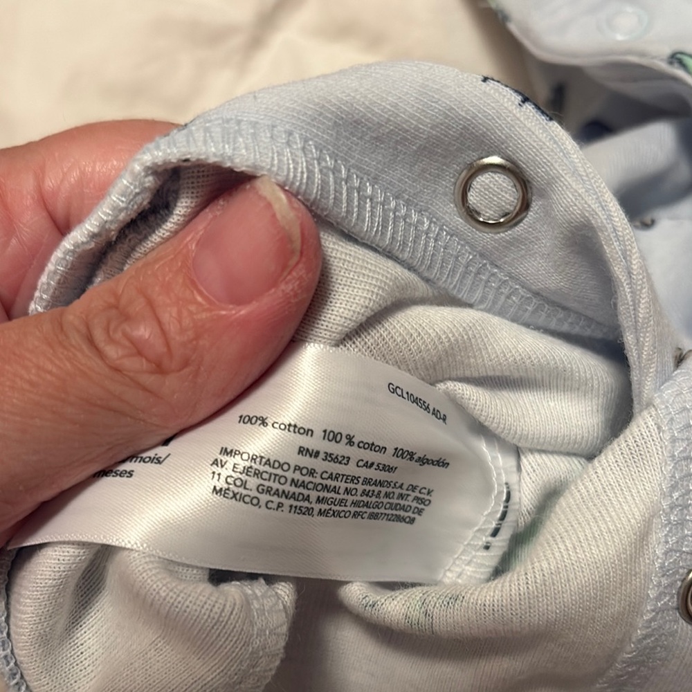Carter's Blue Dinosaur and Striped Baby One Piece Set - Picture 7 of 11